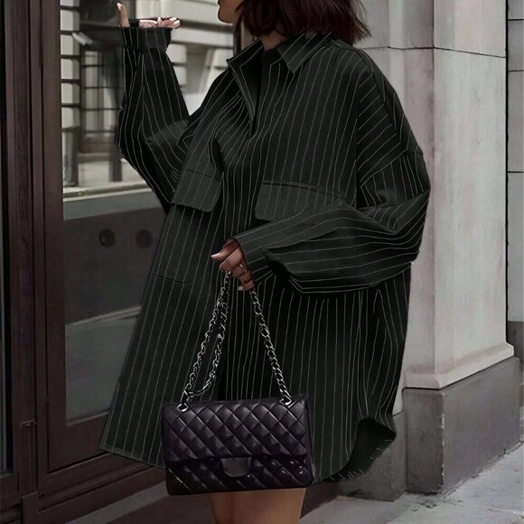 Black Casual Women's Long Sleeve Shirt - Picture 1 of 6